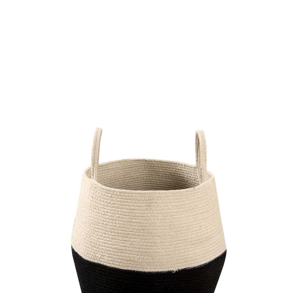 natural cream black basket handles braided cotton