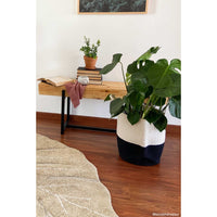 natural cream black basket handles braided cotton