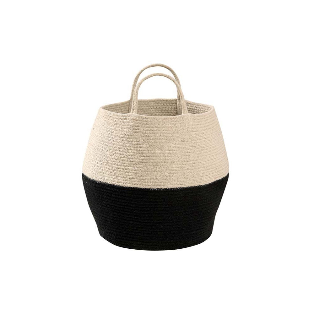 natural cream black basket handles braided cotton