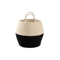 natural cream black basket handles braided cotton