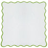 white Euro pillow sham green piping scalloped edge