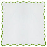 white Euro pillow sham green piping scalloped edge