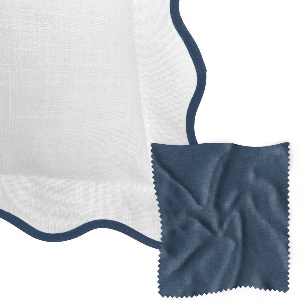 white navy scalloped euro sham
