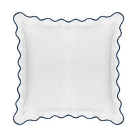 white navy scalloped euro sham