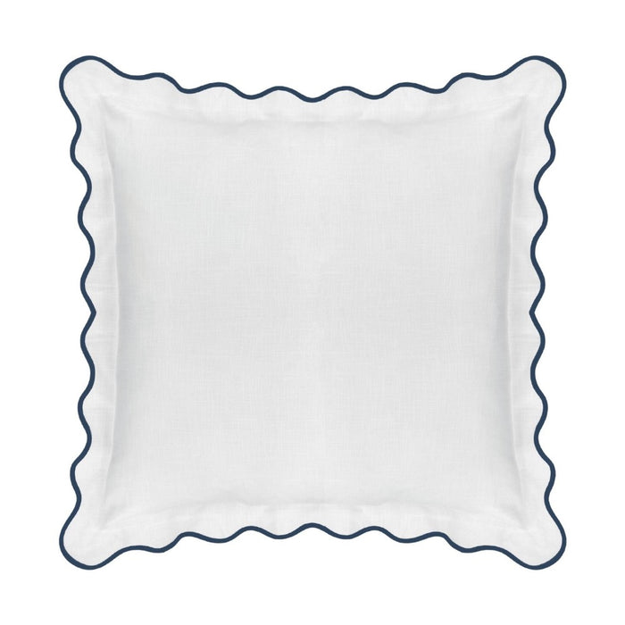 white navy scalloped euro sham