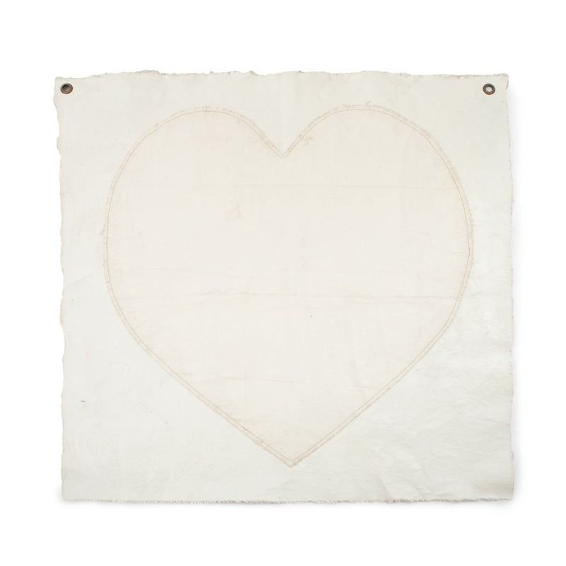 square painted tarp grommets large heart applique neutral cream