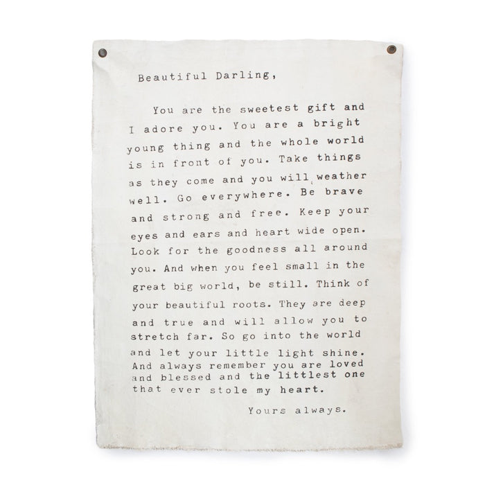 cream canvas love inspiration message wall hanging