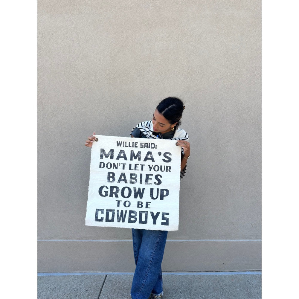 willie said quote canvas wall tarp black cream grommets