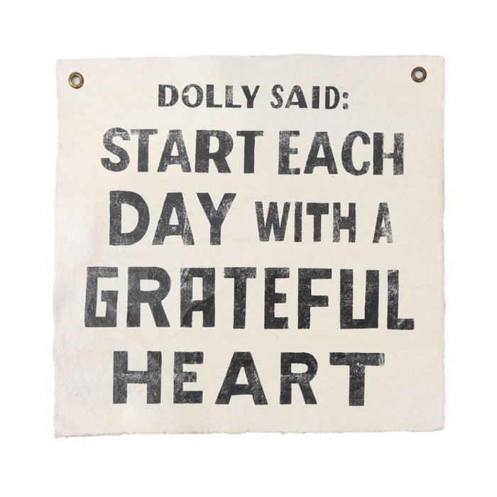 inspirational quote wall tarp cream grommets