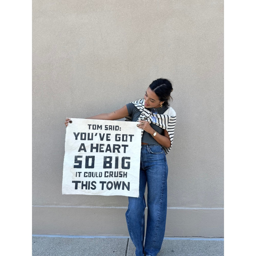 tom petty quote wall tarp canvas black cream grommets 