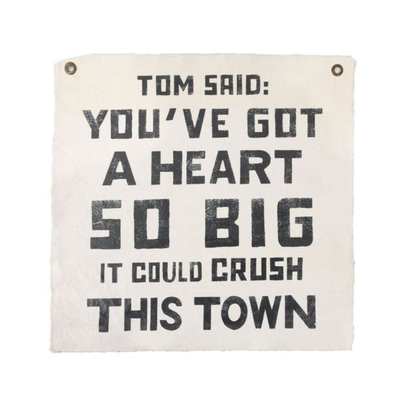 tom petty quote wall tarp canvas black cream grommets 