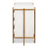 white shagreen leather drawer night stand gold frame handles 