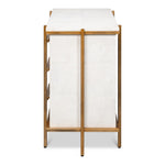 white shagreen leather drawer night stand gold frame handles 
