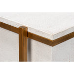 white shagreen leather drawer night stand gold frame handles 