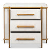white shagreen leather drawer night stand gold frame handles 