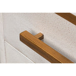 white shagreen leather drawer night stand gold frame handles 