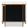 white shagreen leather drawer night stand gold frame handles 