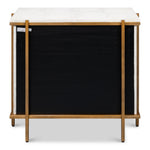 white shagreen leather drawer night stand gold frame handles 