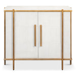 white shagreen leather door chest gold frame handles 