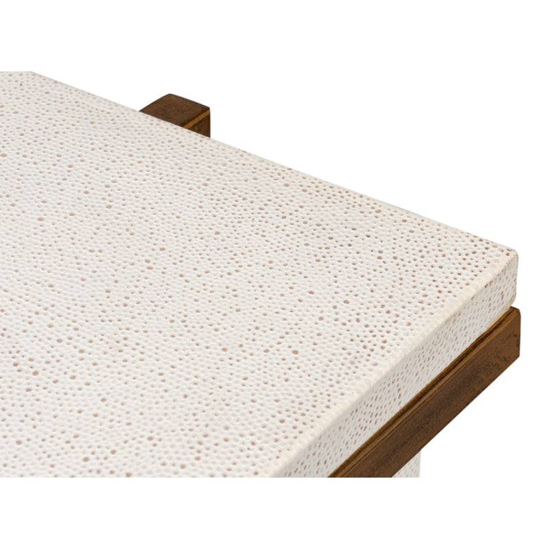 white shagreen leather door chest gold frame handles 