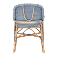 rattan dining arm chair natural blue concave back