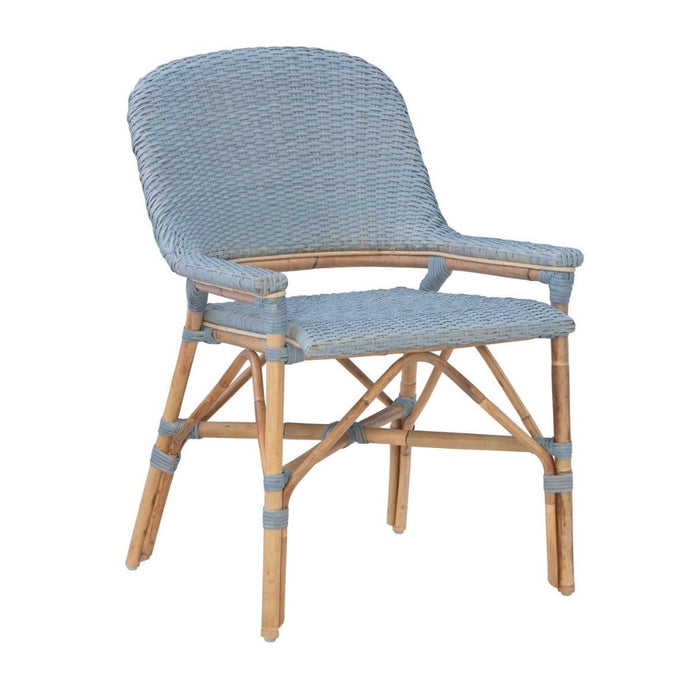 rattan dining arm chair natural blue concave back