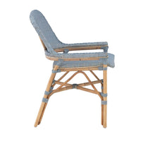 rattan dining arm chair natural blue concave back