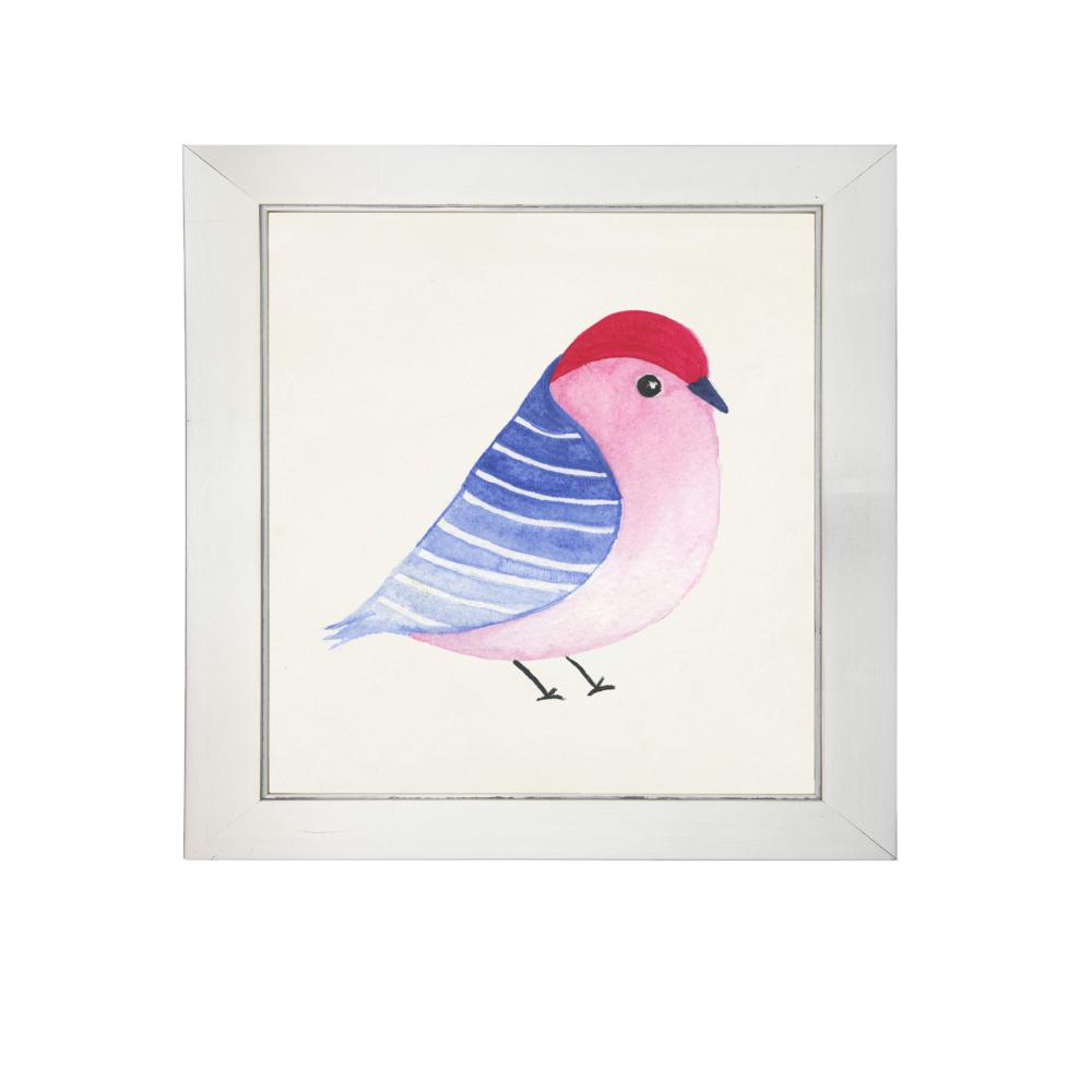 Antique Curiosities Watercolor Birds Children's Art, available in color options, perfect for youthful bedroom decor.