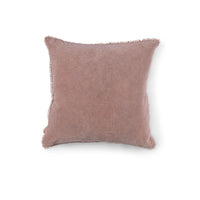 22" square blush velvet pillow with mini pom poms