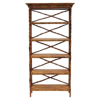 5 shelf bookcase rattan tortoise finish