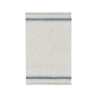 rug pale blue stripes canvas tassel edge