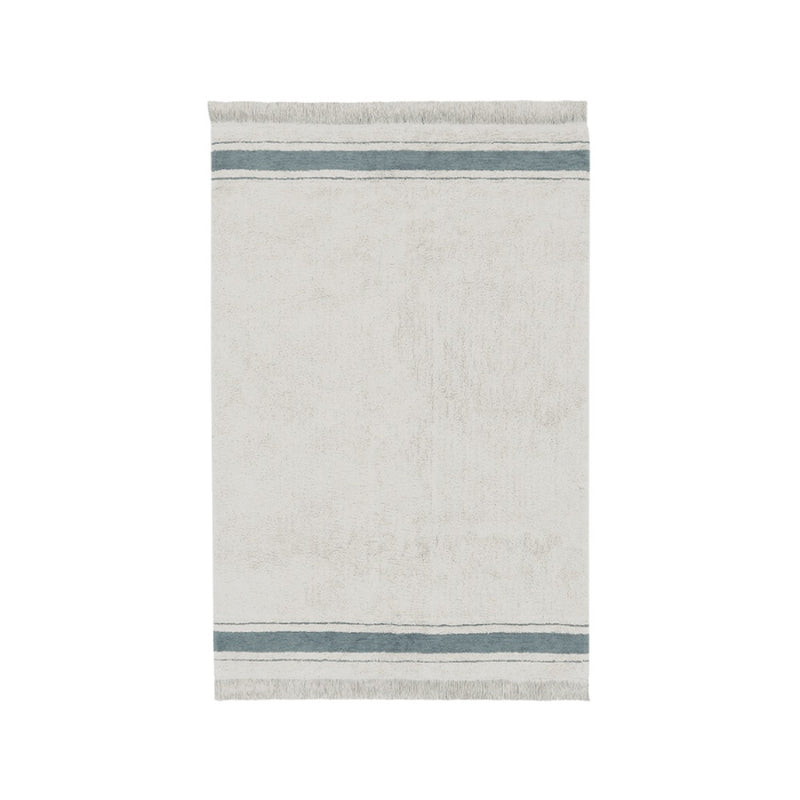 rug pale blue stripes canvas tassel edge