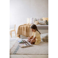 rug pale blue stripes canvas tassel edge