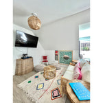 rug natural multi color handmade cotton fringe