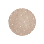 round rug rose neutral dot cotton washable