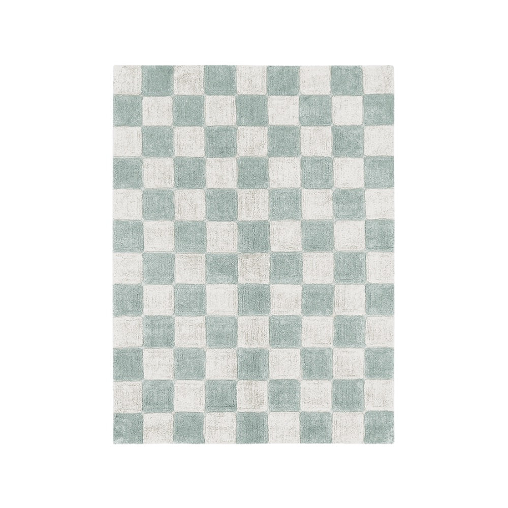 checkerboard rug blue natural