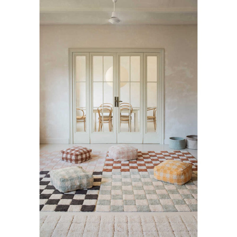 checkerboard rug blue natural