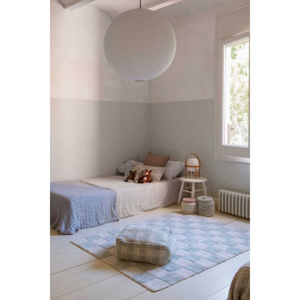 checkerboard rug blue natural