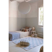 checkerboard rug blue natural