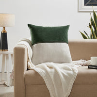 throw pillow linen zipper green velvet 