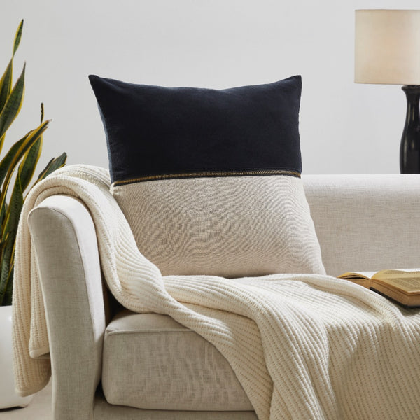 throw pillow linen zipper black velvet 