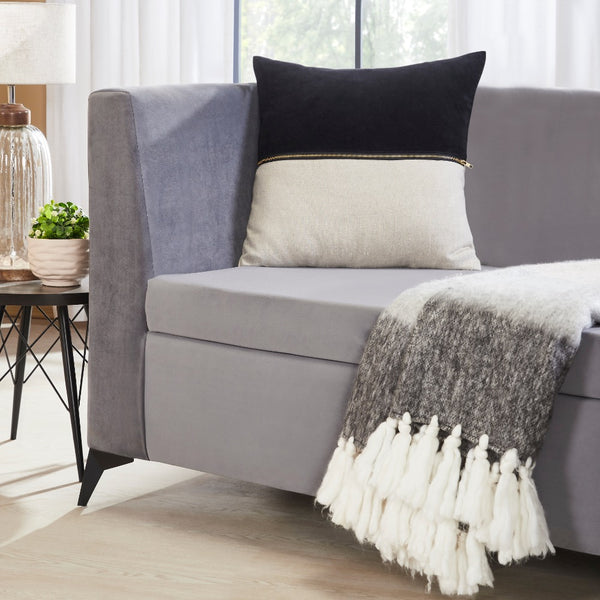 throw pillow linen zipper black velvet 