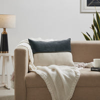 throw lumbar pillow linen zipper charcoal velvet 