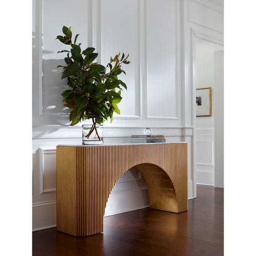 console table gold leaf base beveled edge marble top 