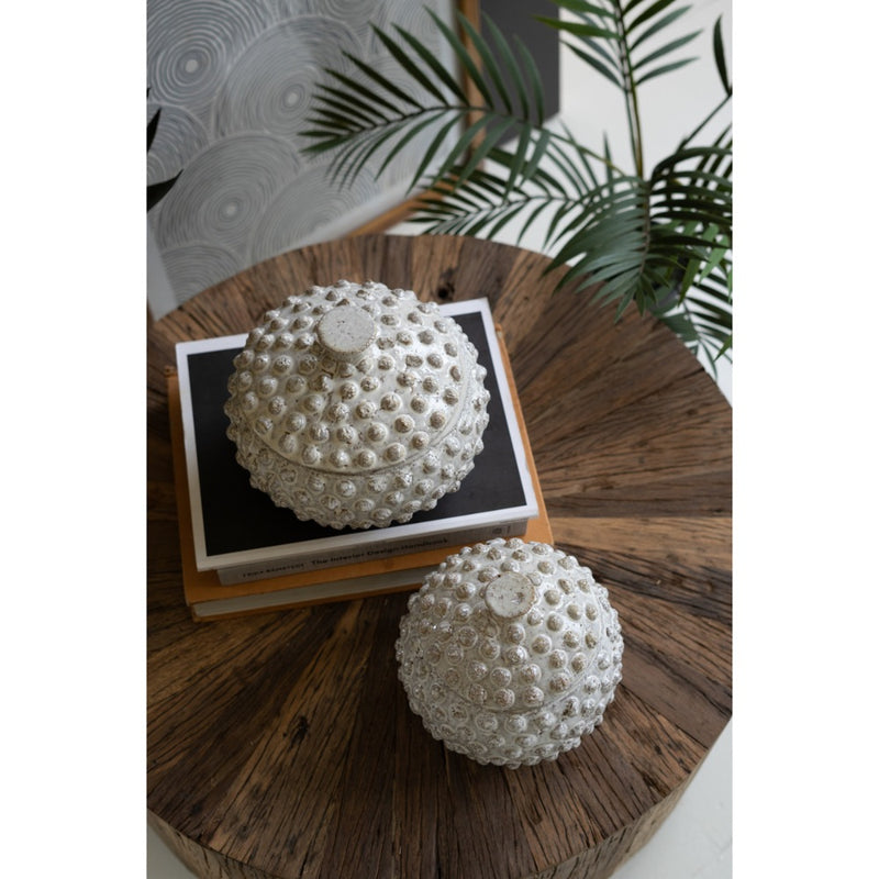 knobby white canisters set of two lids