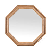 large hexagonal wall mirror oak wood frame