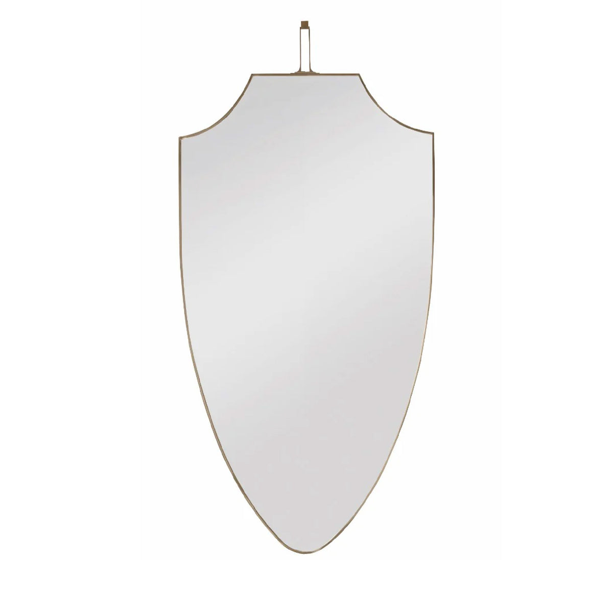shield mirror large gold trim