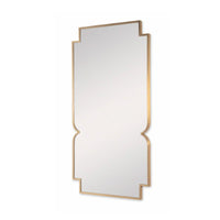 wall mirror large brass framed cinched sides cut-out corners
