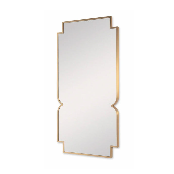 wall mirror large brass framed cinched sides cut-out corners