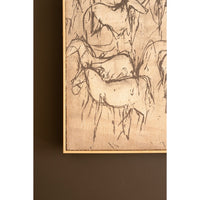Abstract horse art piece on a textured beige background